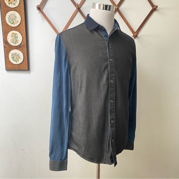 Elie Tahari Two Tone Contrast Button Up Shirt - Picture 11 of 13